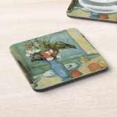 De blauwe vaas (bloemen en vruchten) van Paul Ceza Onderzetter (Linkerzijde)