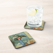 De blauwe vaas (bloemen en vruchten) van Paul Ceza Onderzetter (Rechterzijde)