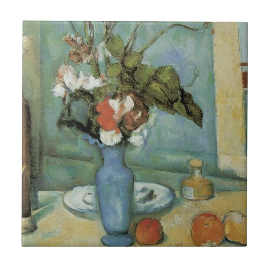 De blauwe vaas (bloemen en vruchten) van Paul Ceza Tegeltje (Voorkant)