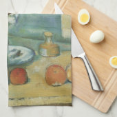 De blauwe vaas (bloemen en vruchten) van Paul Ceza Theedoek (Quarter Fold)