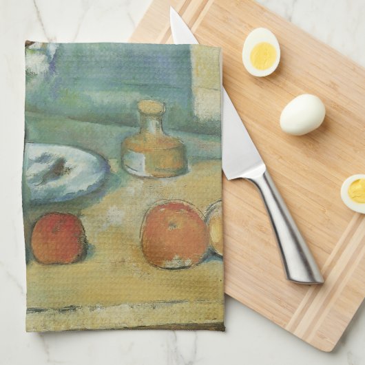 De blauwe vaas (bloemen en vruchten) van Paul Ceza Theedoek (Quarter Fold)