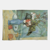 De blauwe vaas (bloemen en vruchten) van Paul Ceza Theedoek (Horizontaal)