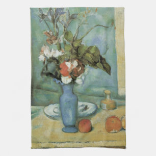 De blauwe vaas (bloemen en vruchten) van Paul Ceza Theedoek