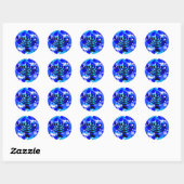 De blauwe Verf ploetert Menorah Ronde Sticker (Vel)
