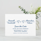 De blauwe Vergelijking van het Hart sparen de Datu Save The Date (Staand voorkant)