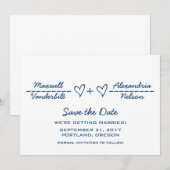 De blauwe Vergelijking van het Hart sparen de Datu Save The Date (Voorkant / Achterkant)