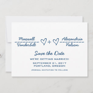 De blauwe Vergelijking van het Hart sparen de Datu Save The Date