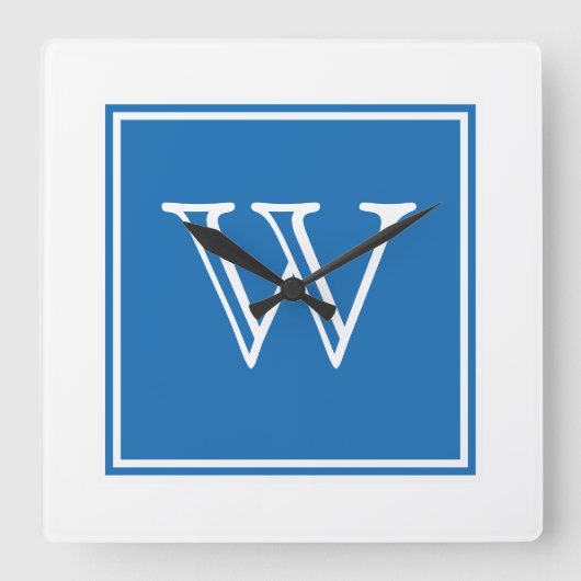 De blauwe Vierkante Klok van het Monogram (Voorkant)