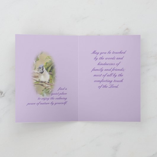 De blauwe Vlaamse gaai op lavendar- past om het Kaart (Binnen)