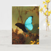 De Blauwe Vlinder Morpho van Martin Johnson Heade Kaart (Gele Bloem)