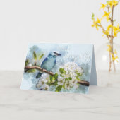 De Blauwe Vogel van de Christelijke van het Kaart (Gele Bloem)