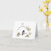 De blauwe vogel van geluk kaart (Gele Bloem)