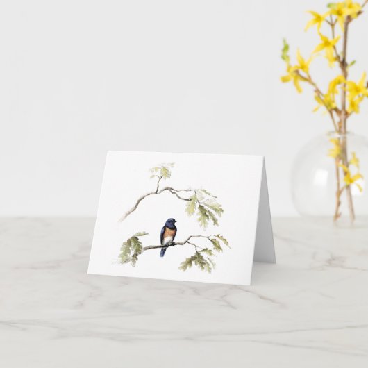 De blauwe vogel van geluk kaart (Gele Bloem)