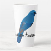 De blauwe vogel van geluk personaliseert latte mok (Voorkant)