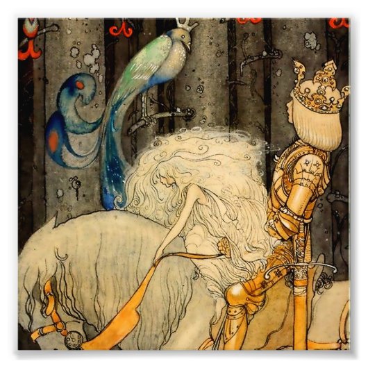 “De Blauwe Vogel” van John Bauer Foto Afdruk (Voorkant)