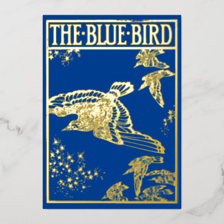 De blauwe vogel -vintage goud folie uitnodiging