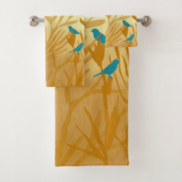 De blauwe vogels bad handdoek