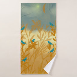 De blauwe vogels bad handdoek