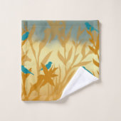 De blauwe vogels bad handdoek (Wasdoekje)