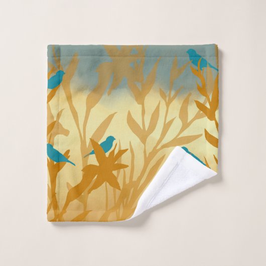 De blauwe vogels bad handdoek (Wasdoekje)