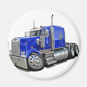 De Blauwe Vrachtwagen van Kenworth w900 Magneet