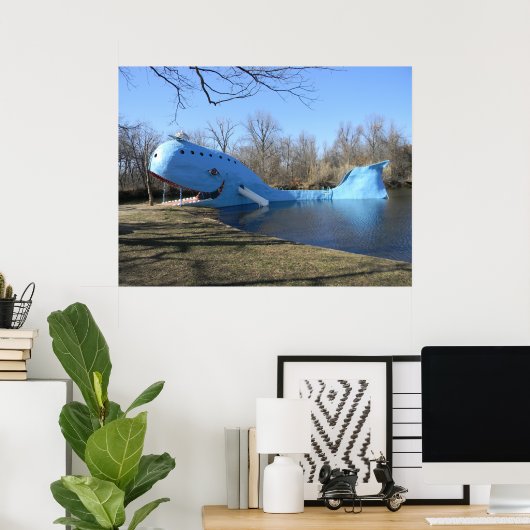 De blauwe walvis van Catoosa Poster (Thuiskantoor)