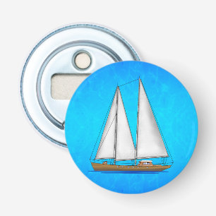 De Blauwe Wateren van de zeilboot Button Flesopener