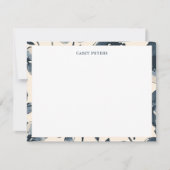 De Blauwe Waterverf Bloemen Typografie Border Notitiekaartje (Voorkant)