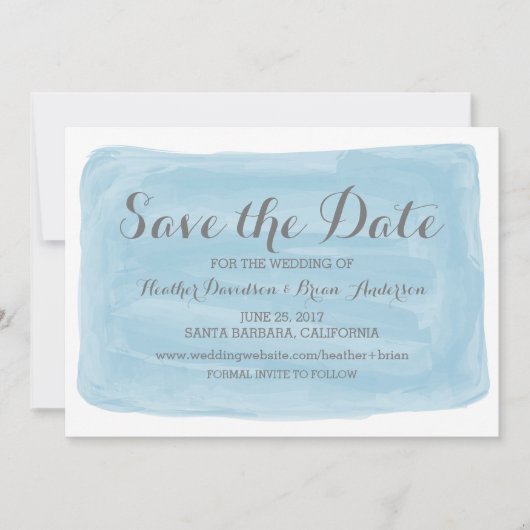 De blauwe Waterverf sparen de Datum nodigt uit Save The Date (Voorkant)