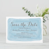 De blauwe Waterverf sparen de Datum nodigt uit Save The Date (Staand voorkant)