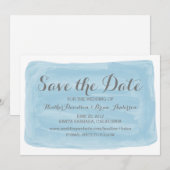 De blauwe Waterverf sparen de Datum nodigt uit Save The Date (Voorkant / Achterkant)