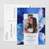 De blauwe Waterverf sparen het Briefkaart van de D (Voorkant / Achterkant)