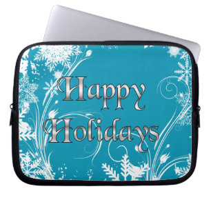 De blauwe Weide van de Winter - Gelukkig Vakantie Laptop Sleeve