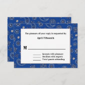 De blauwe Westerne Kaart van het Huwelijk RSVP van (Voorkant / Achterkant)