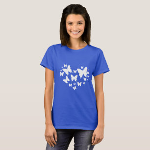 De blauwe & witte bovenkant van de vlinder, t-shirt