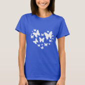 De blauwe & witte bovenkant van de vlinder, t-shirt (Voorkant)