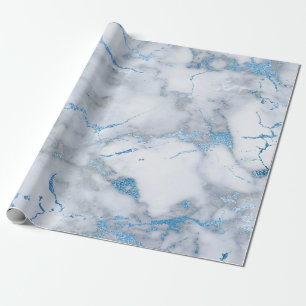 De Blauwe Witte Grijze Marmeren Glanzende Borstels Cadeaupapier