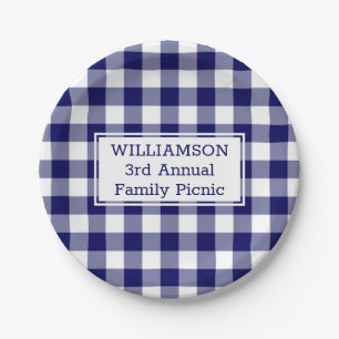 De blauwe Witte Picknick van de Familie van de Papieren Bordje