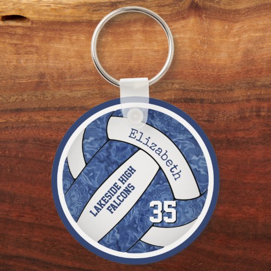 de blauwe witte school geeft de volleybal van meis sleutelhanger (Voorkant)