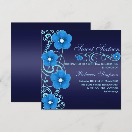 De blauwe/Witte Verjaardag van de Werveling Kaart (Voorkant / Achterkant)