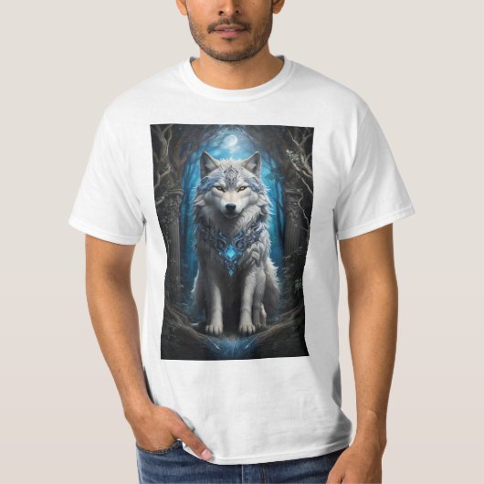 De blauwe wolf t-shirt (Voorkant)