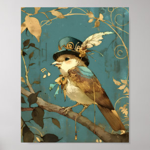 De blauwe zangvogel Ontwerp voor kinderkamer muu Poster
