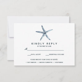 De blauwe zeester | Bruiloft RSVP met maaltijdkeuz