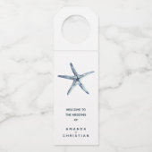 De blauwe zeester | BRUILOFT WELKOM GAST Flessenhanger (Voorkant)