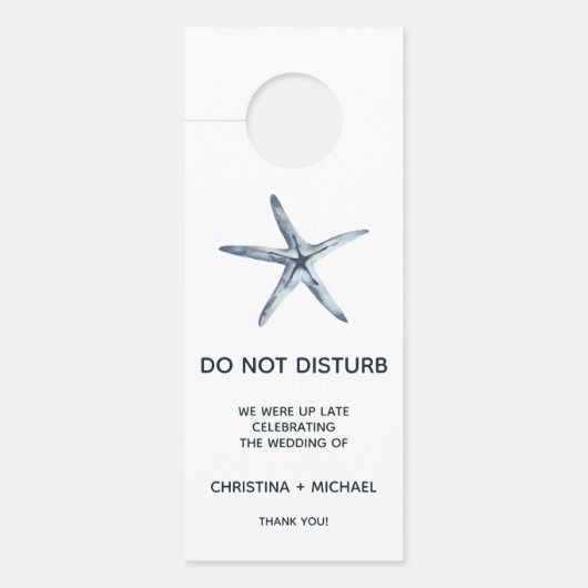 De blauwe zeester | Huwelijksgast Deurhanger (Voorkant)