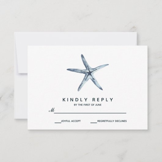 De Blauwe Zeester | Trouw RSVP Kaartje (Voorkant)