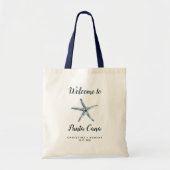 De blauwe zeesterren nautische bruiloft aangepaste tote bag (Voorkant)