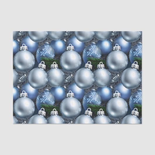 De Blauwe & Zilveren Kerstbal Serie Ontwerp 12 Tissuepapier (Voorkant)