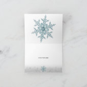 De blauwe Zilveren Sneeuwvlok van het Kristal Bedankkaart (Binnen)