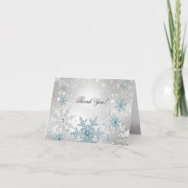 De blauwe Zilveren Sneeuwvlok van het Kristal Bedankkaart
